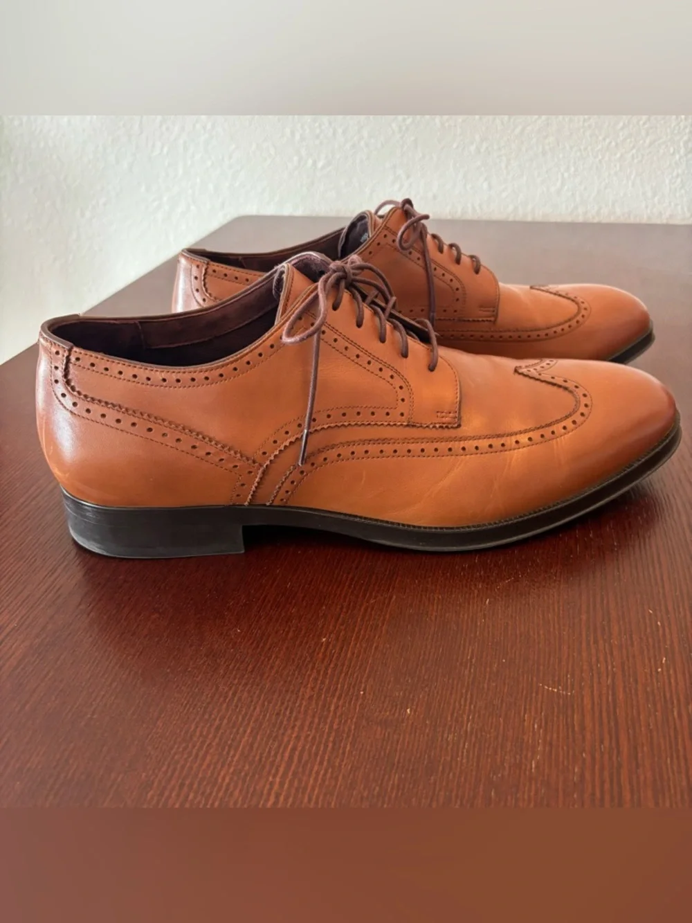 Cole Haan Mens British Brown Leather Wingtip Oxford Shoe Size 11M Classic C31589